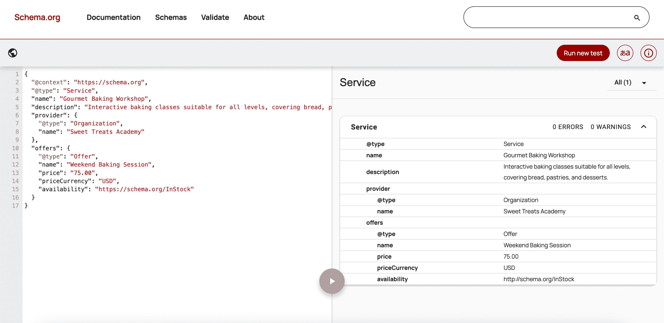 Google’s Structured Data Testing Tool schema.org testing