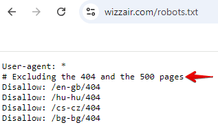 Wizzair robots.txt file