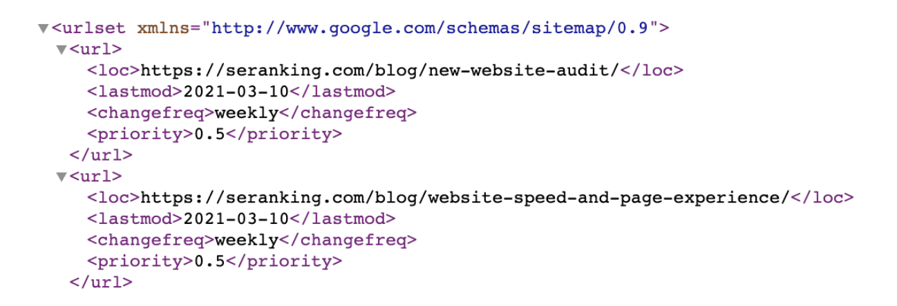 How XML sitemap code looks like