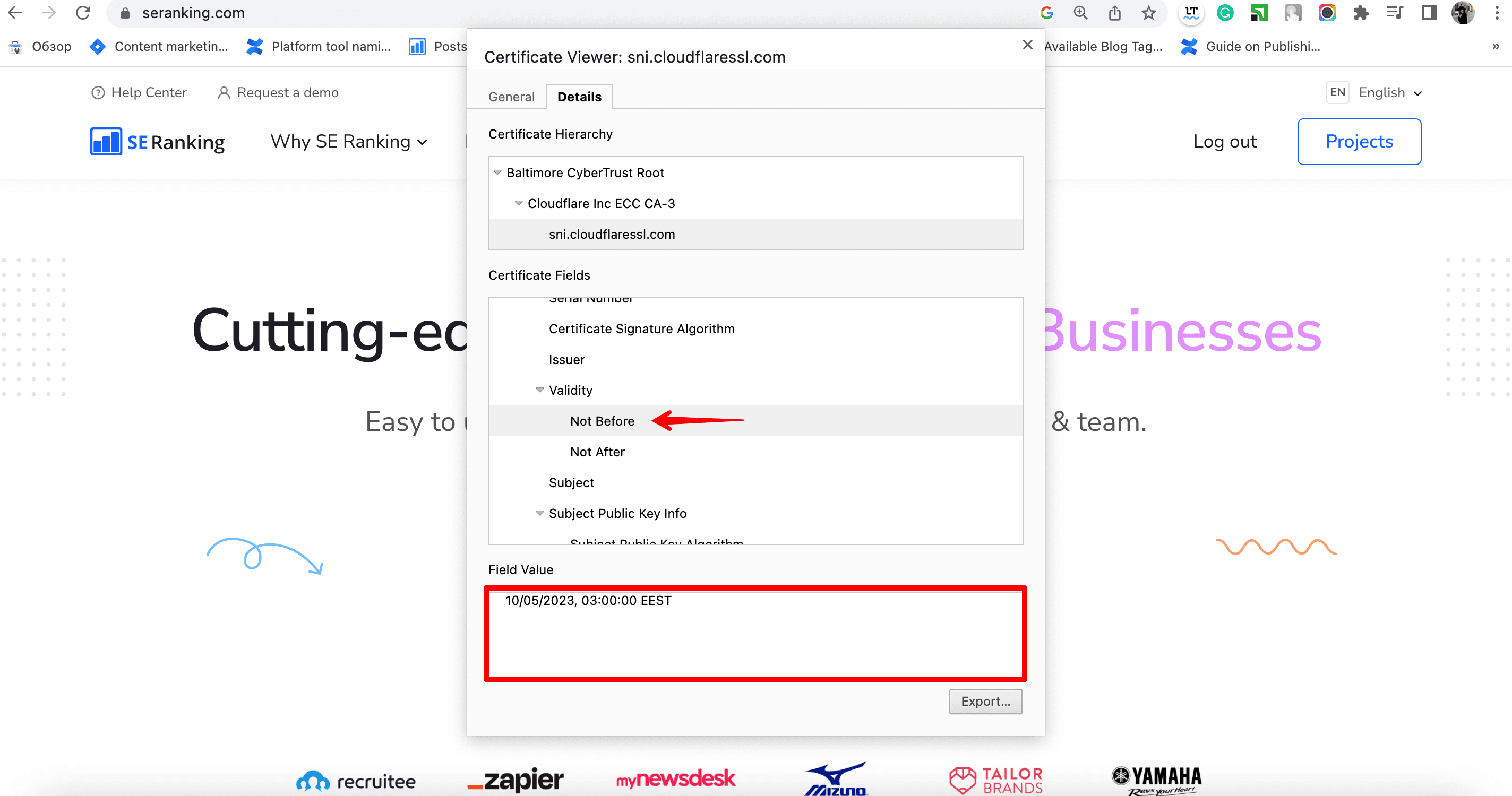 How to verify the validity start time of the SSL certificate