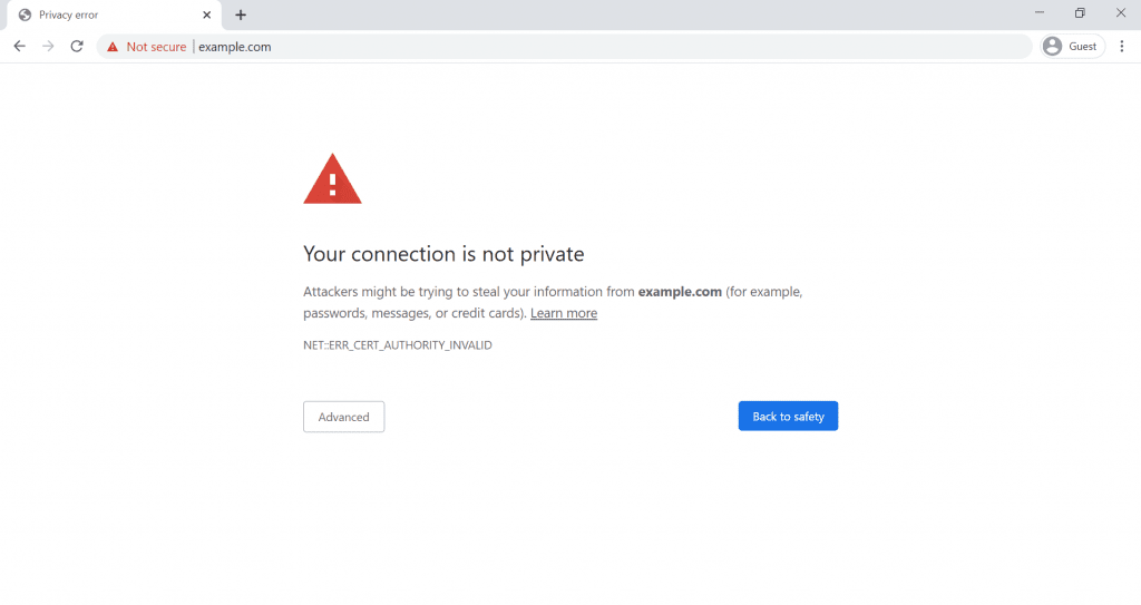 Untrusted certificate authority error