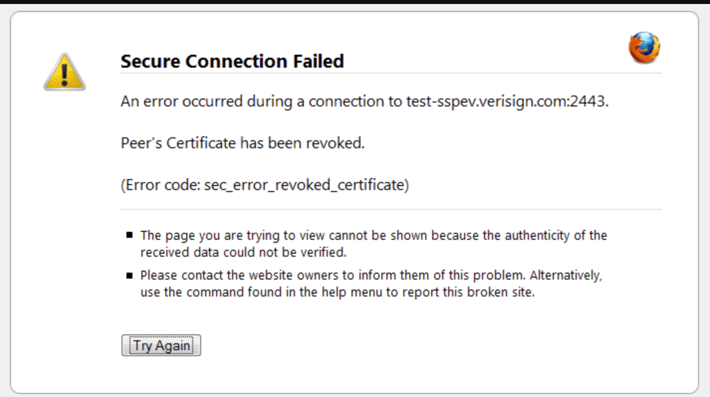 Revoked certificate error