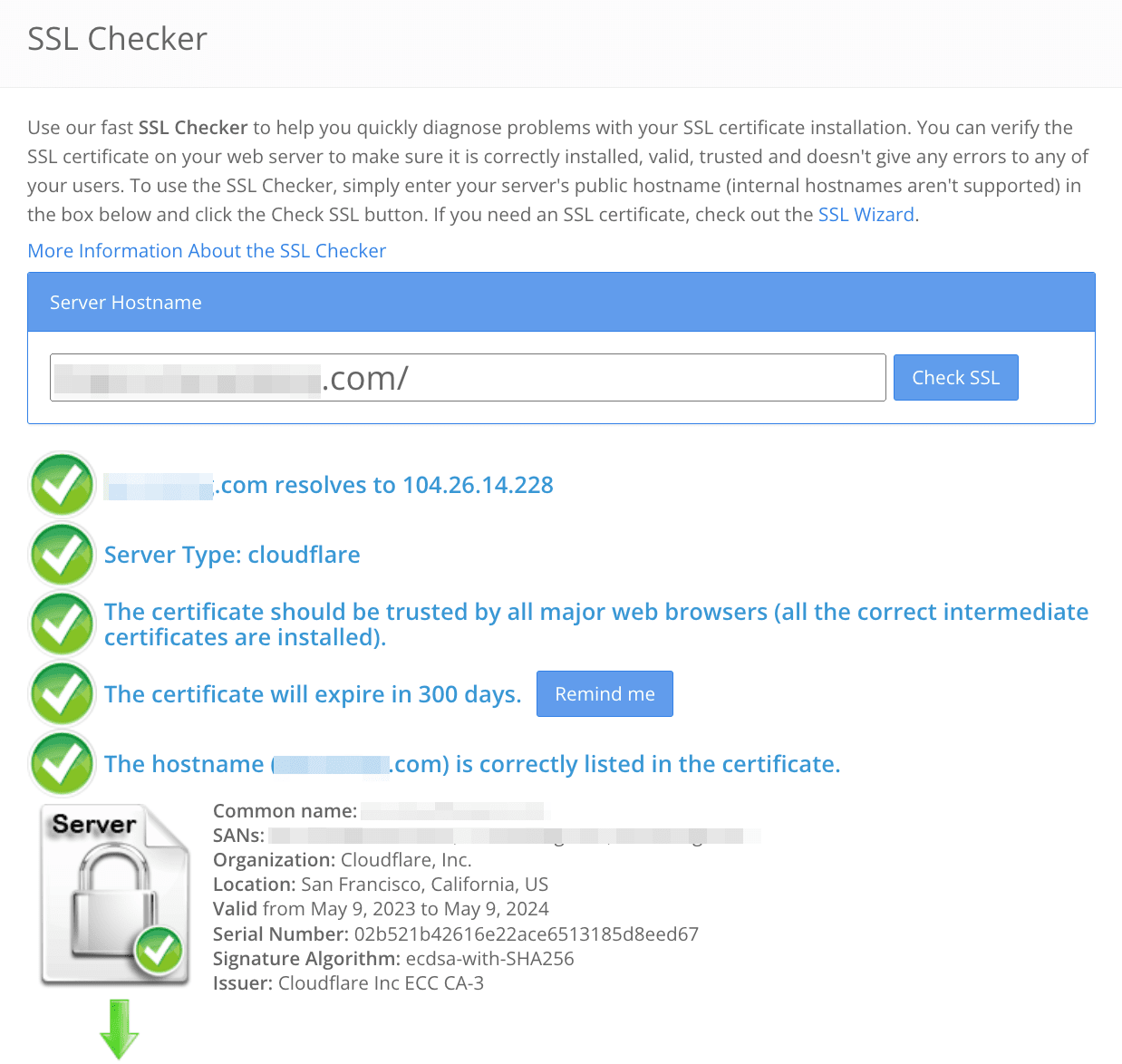 SSL/TLS checker