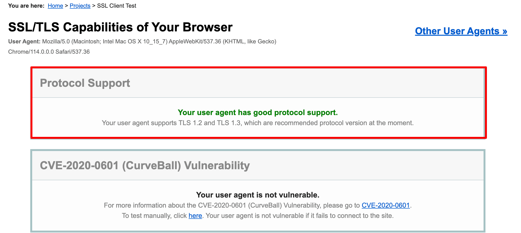 How to check SSL/TSL capabilities of your browser