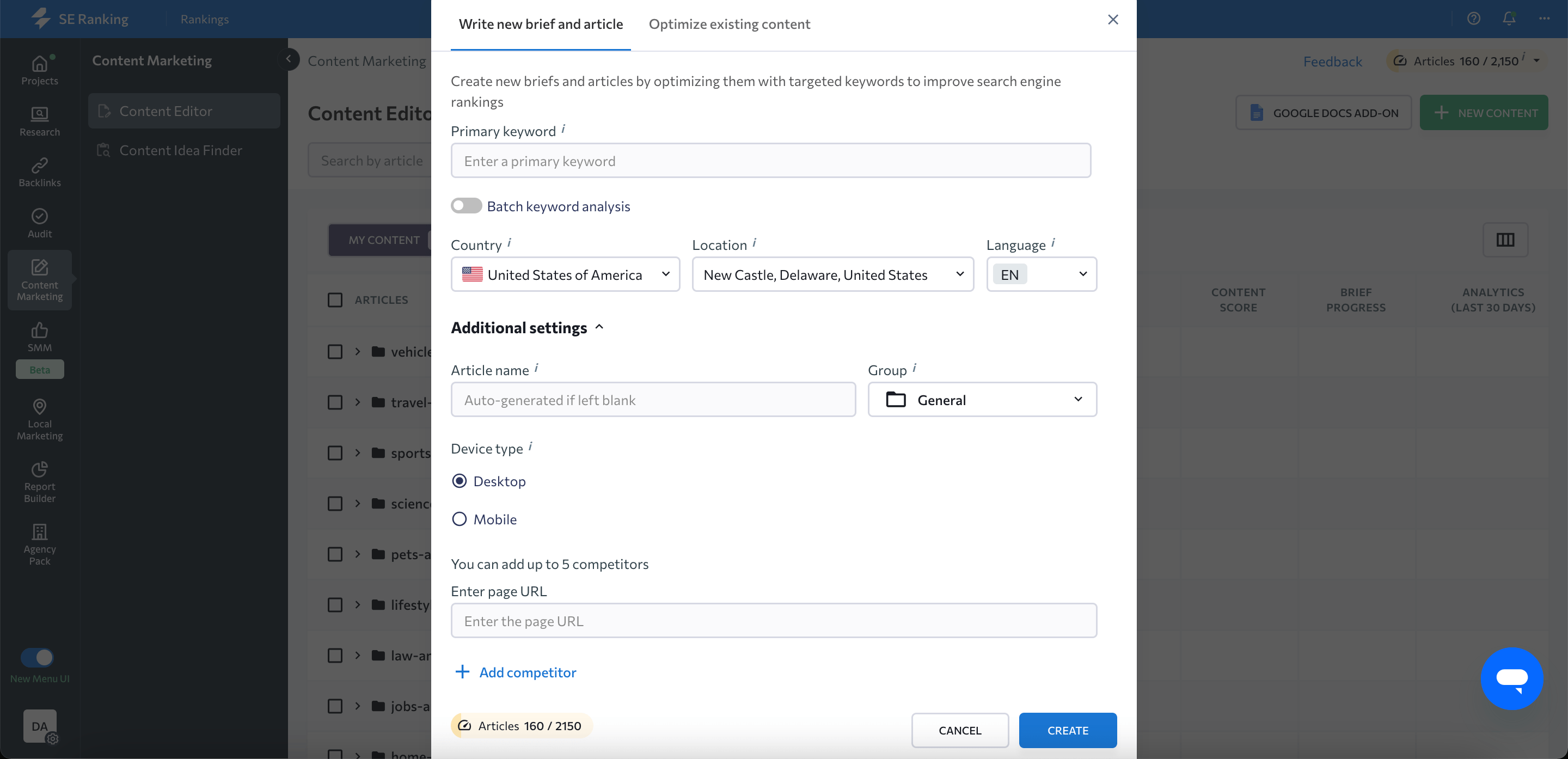 Content Editor setup