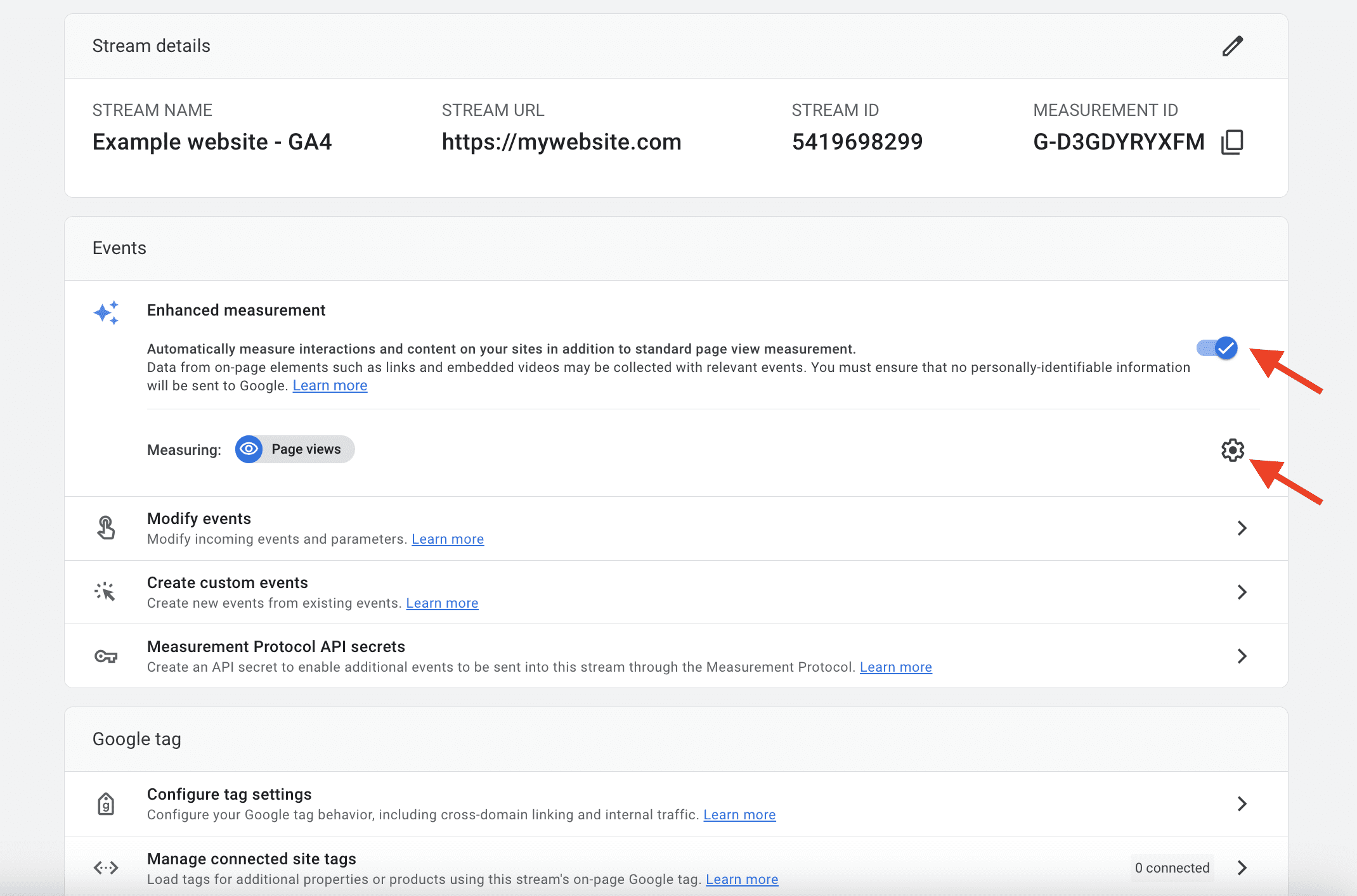 Check Enhanced Measurement toggle