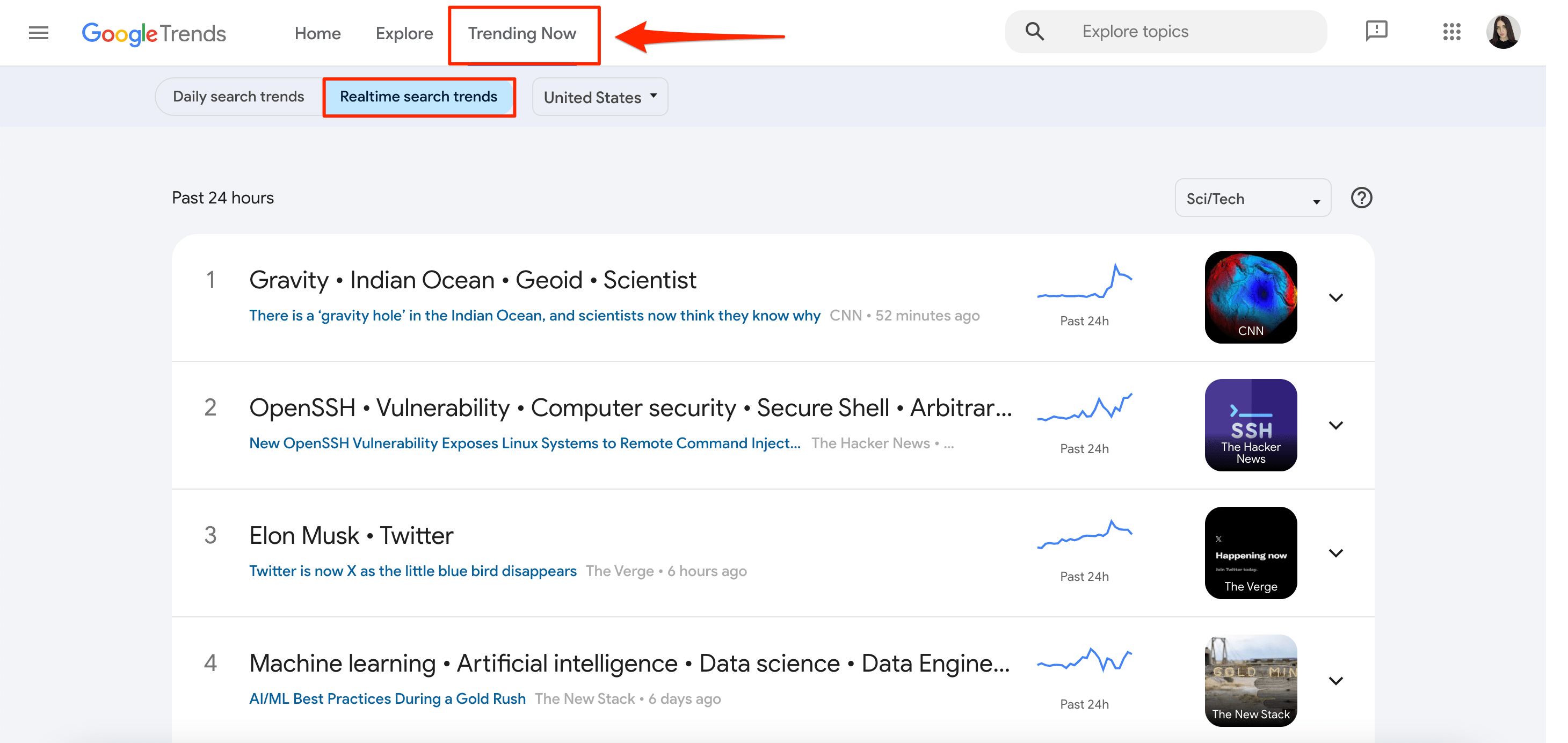 realtime search trends