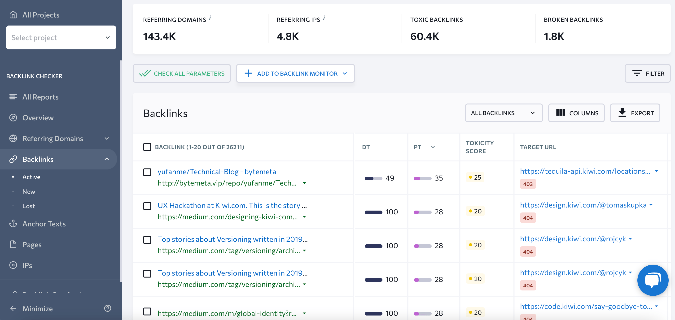 Backlink Checker by SE Ranking