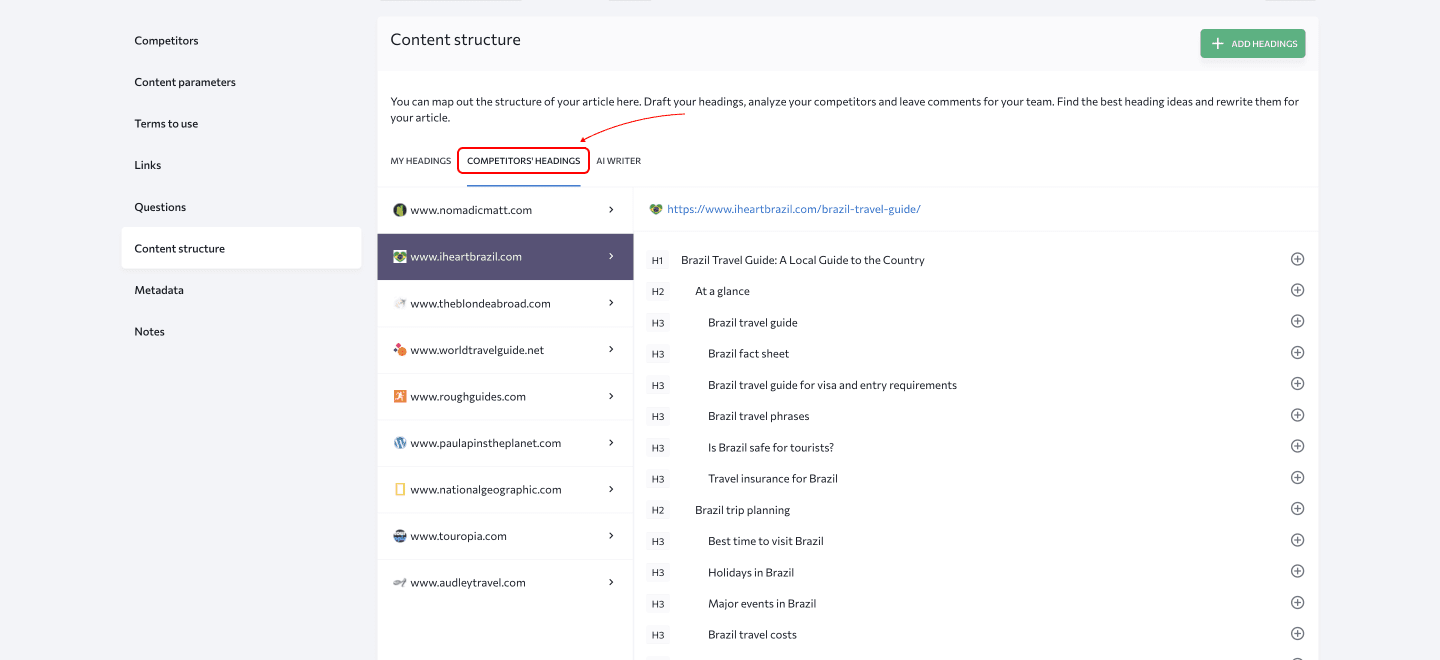 Content structure in Content Editor