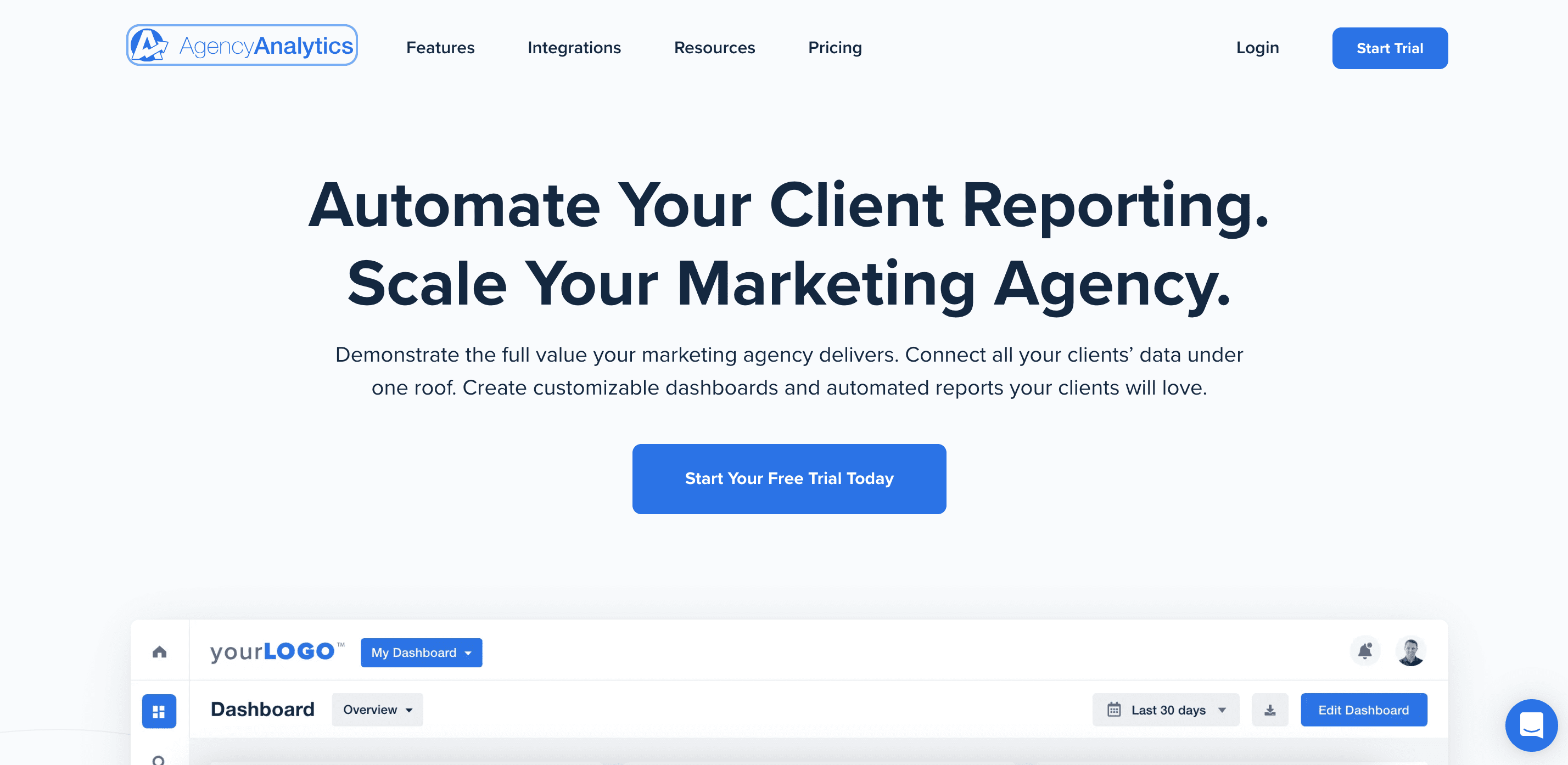 AgencyAnalytics' homepage