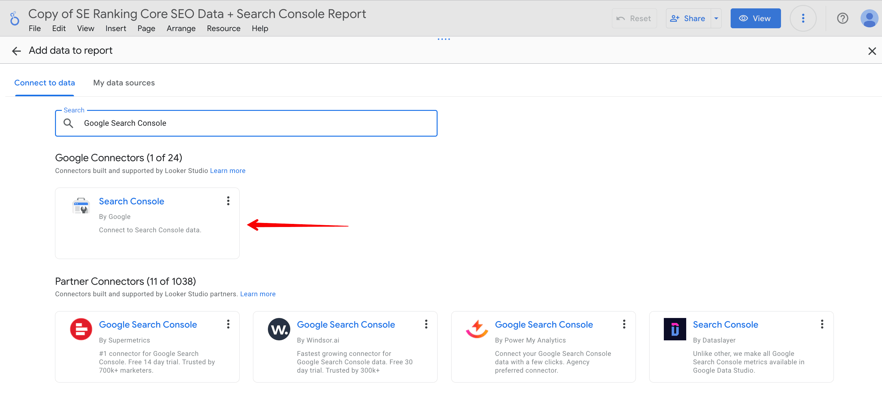 Google connectors in Looker Studio