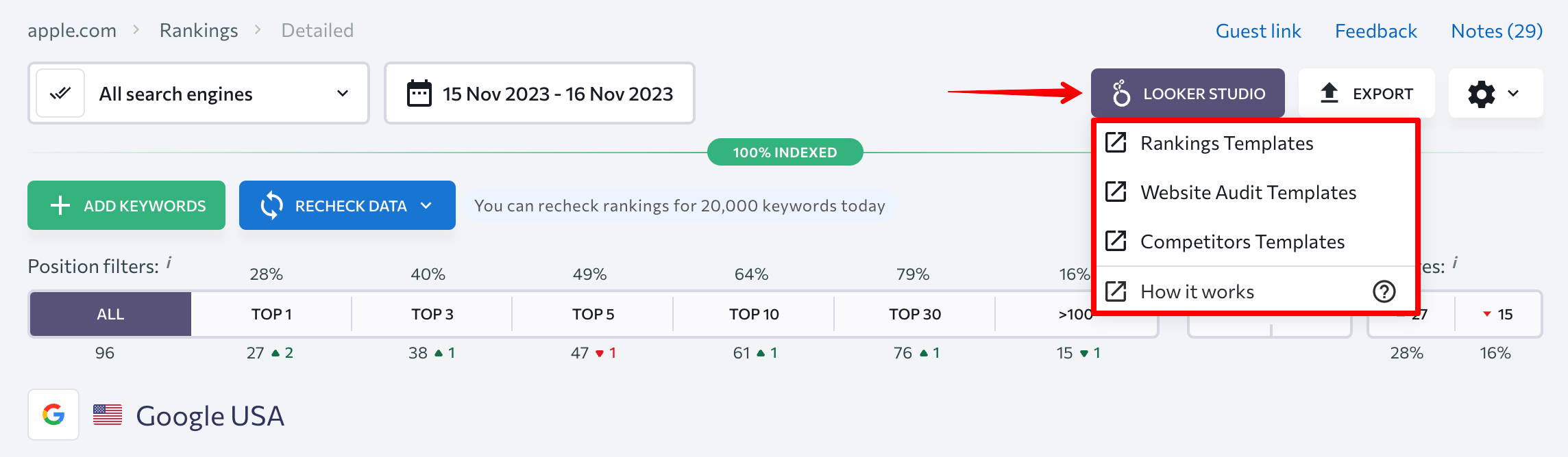 How to configure the SE Ranking connector in Looker Studio