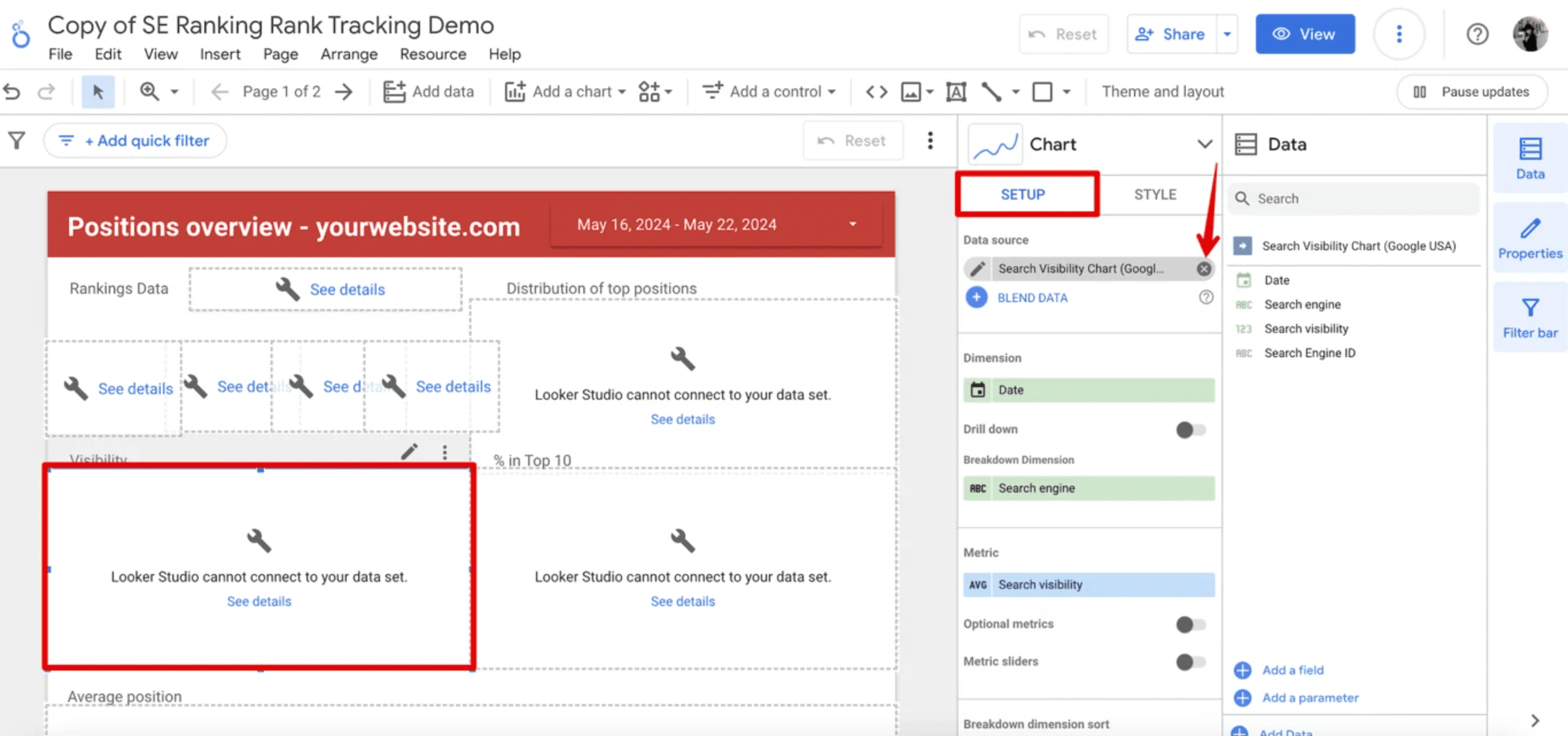 How to change data source in Looker Studio