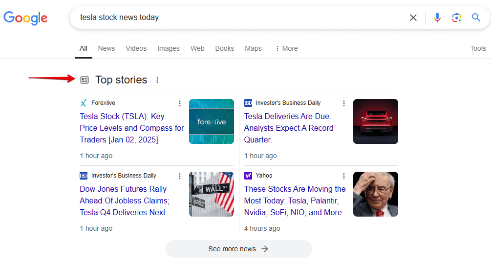 Top stories SERP feature