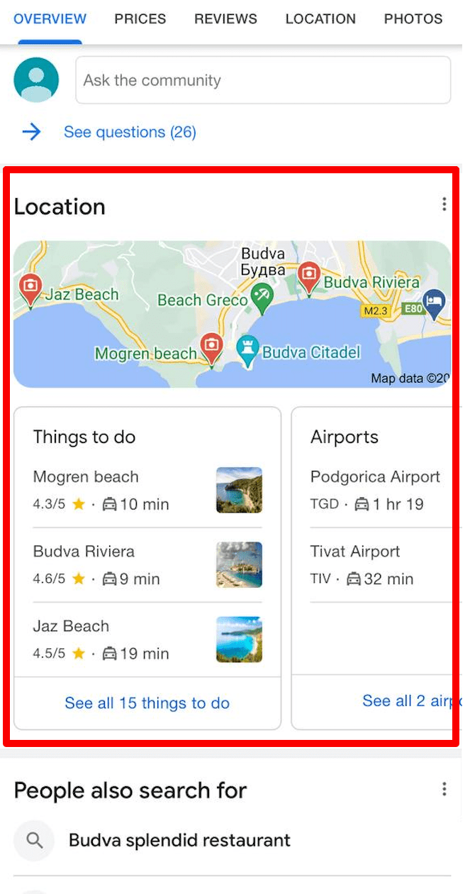 Location SERP feature