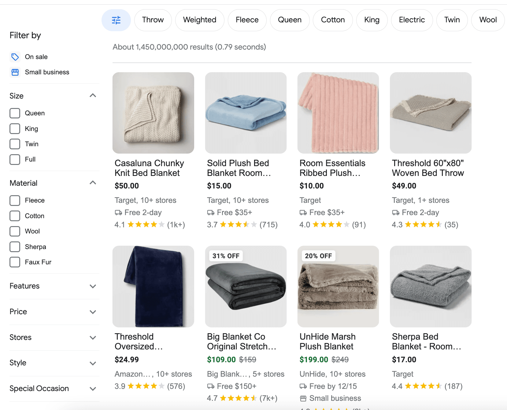 Popular products SERP feature