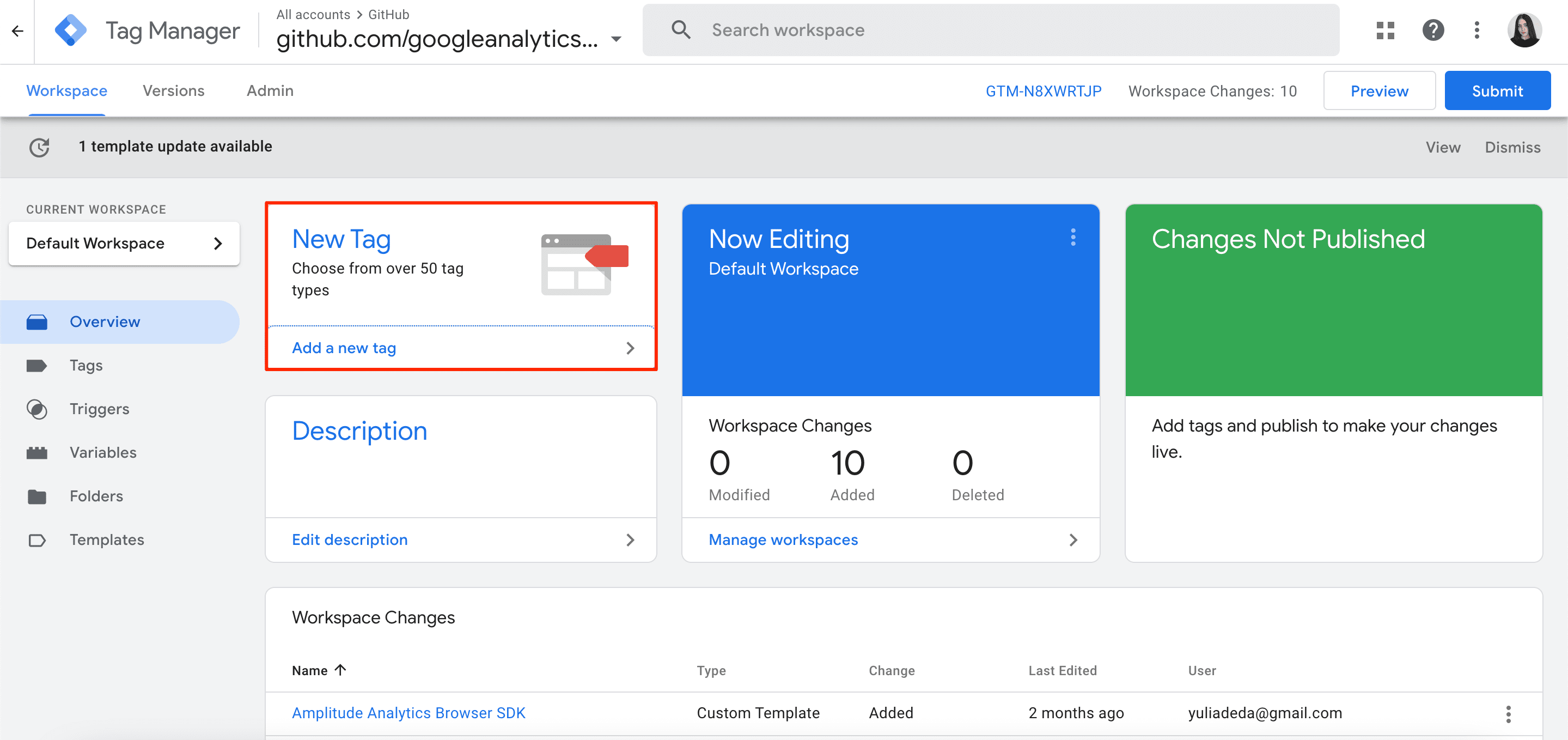 Adding new Google Tag