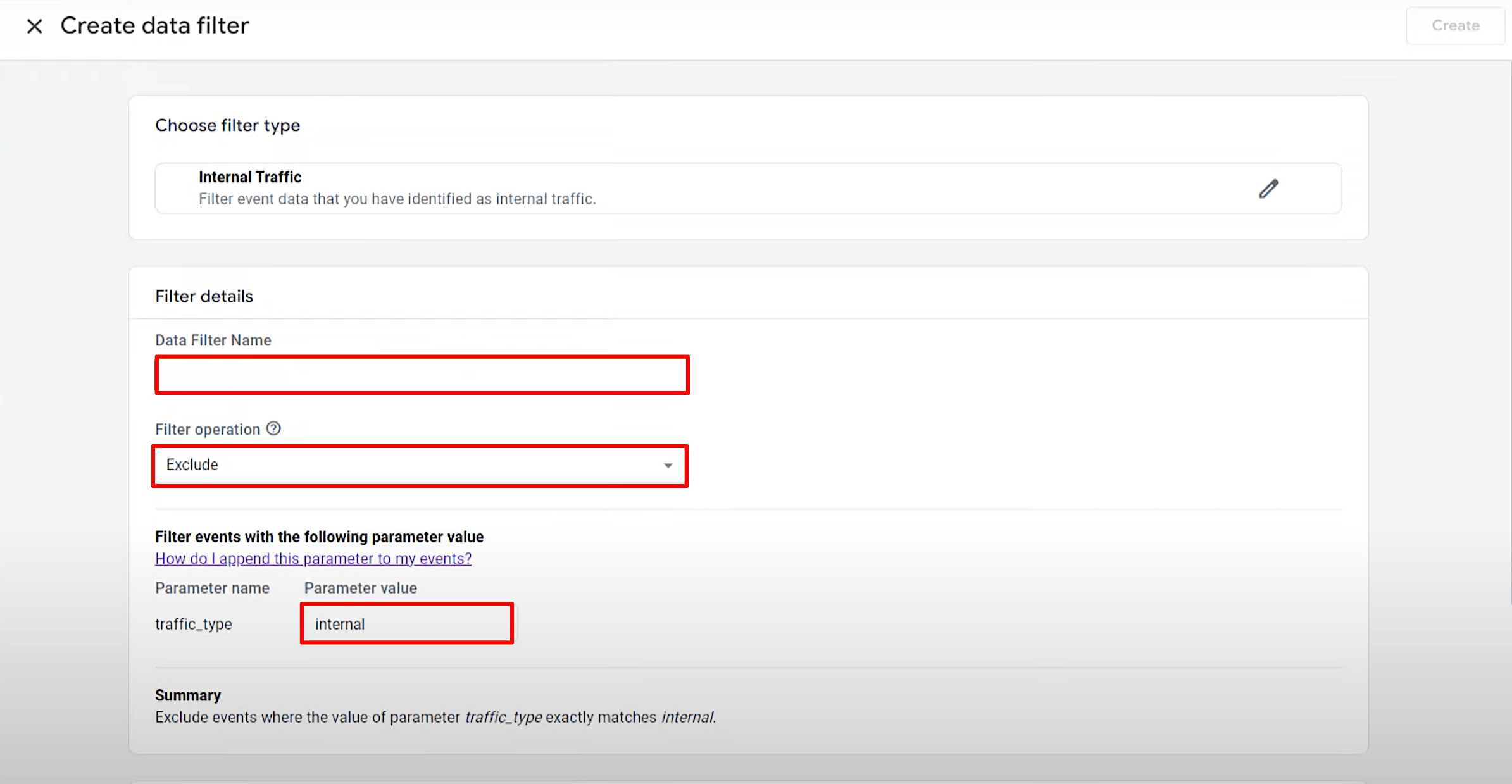 GA4 creating data filter