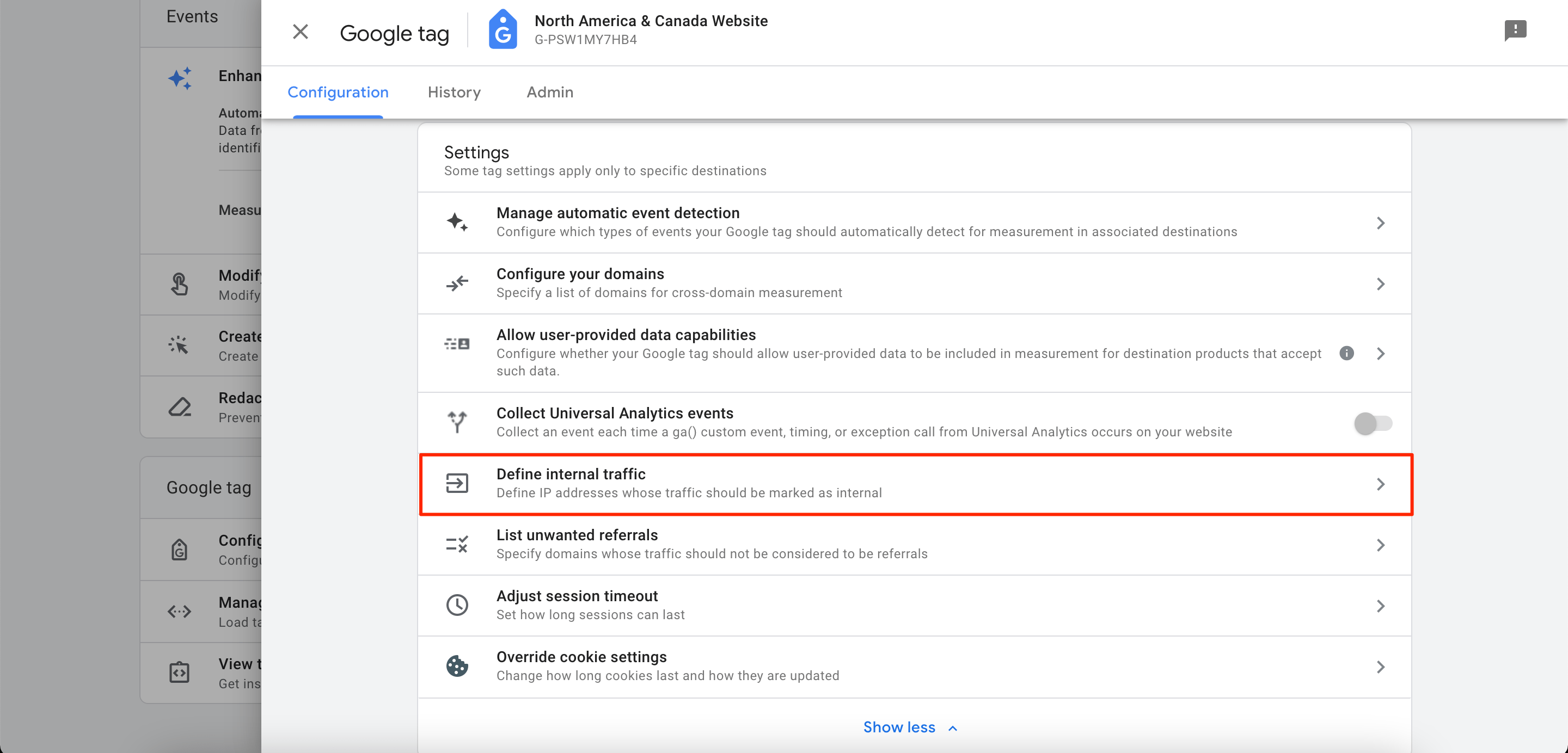 GA4 define internal traffic