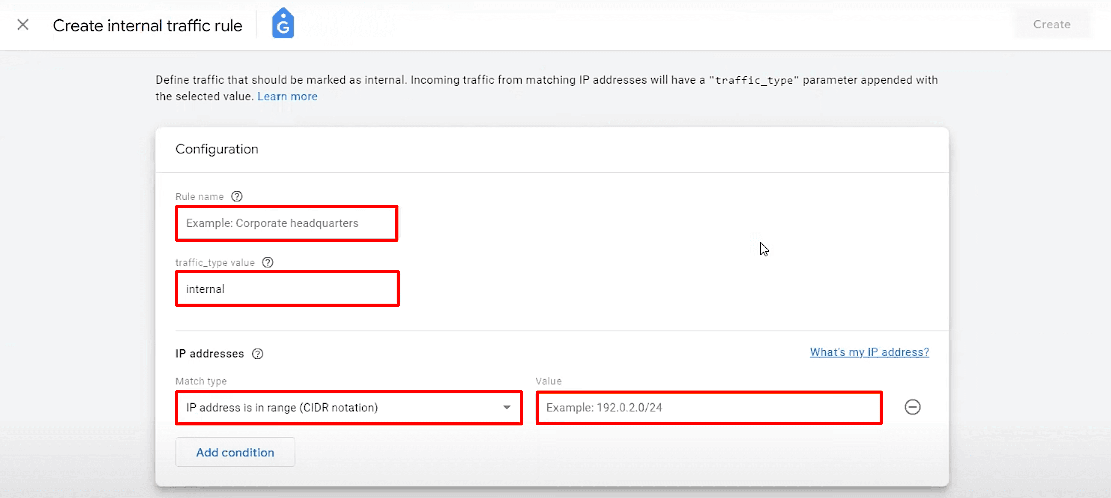 setting up internal traffic rules