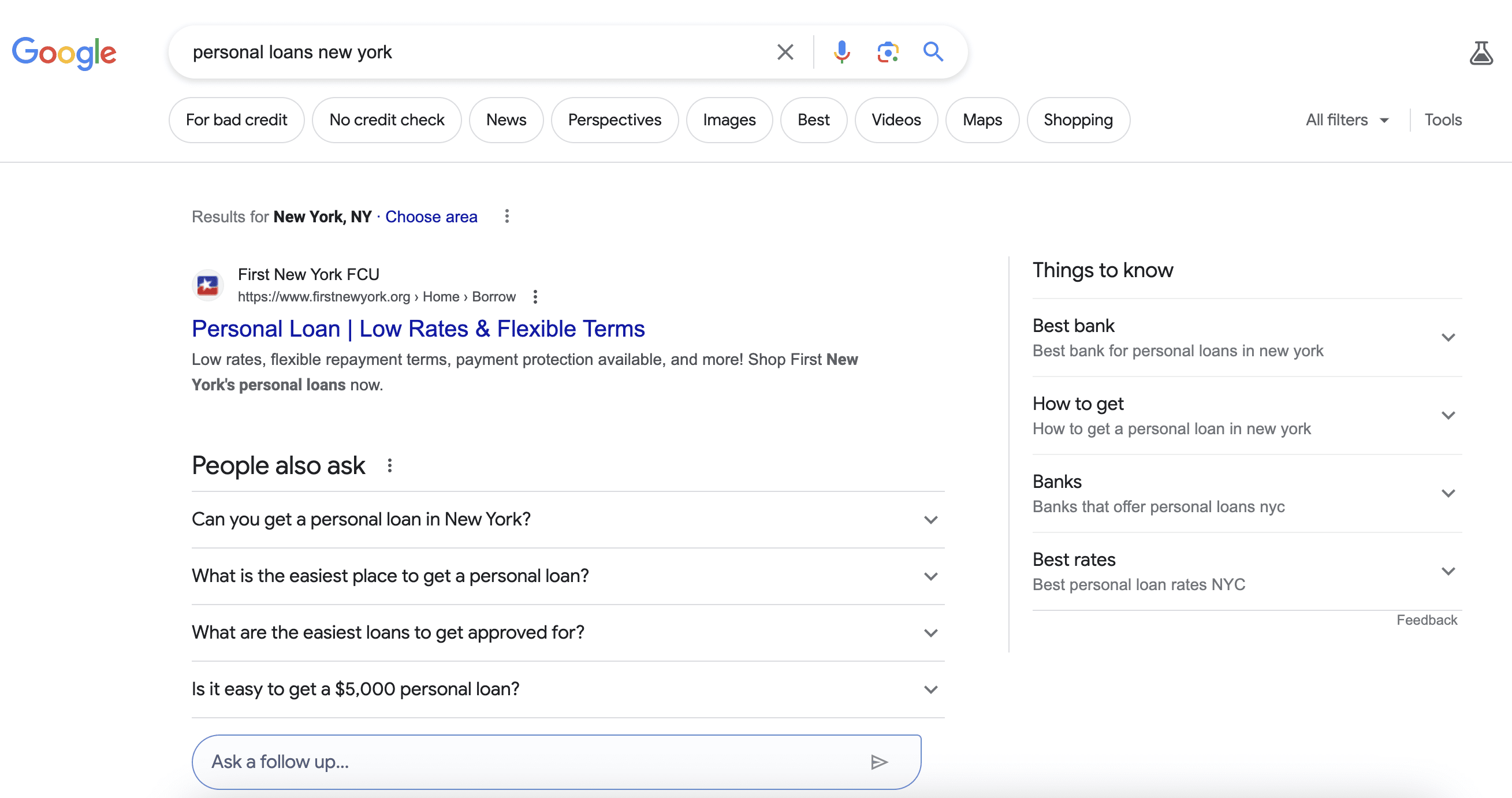 No SGE snippet in SERP