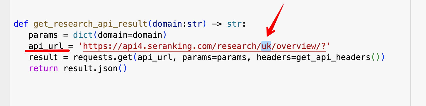 api_url parameter in a code