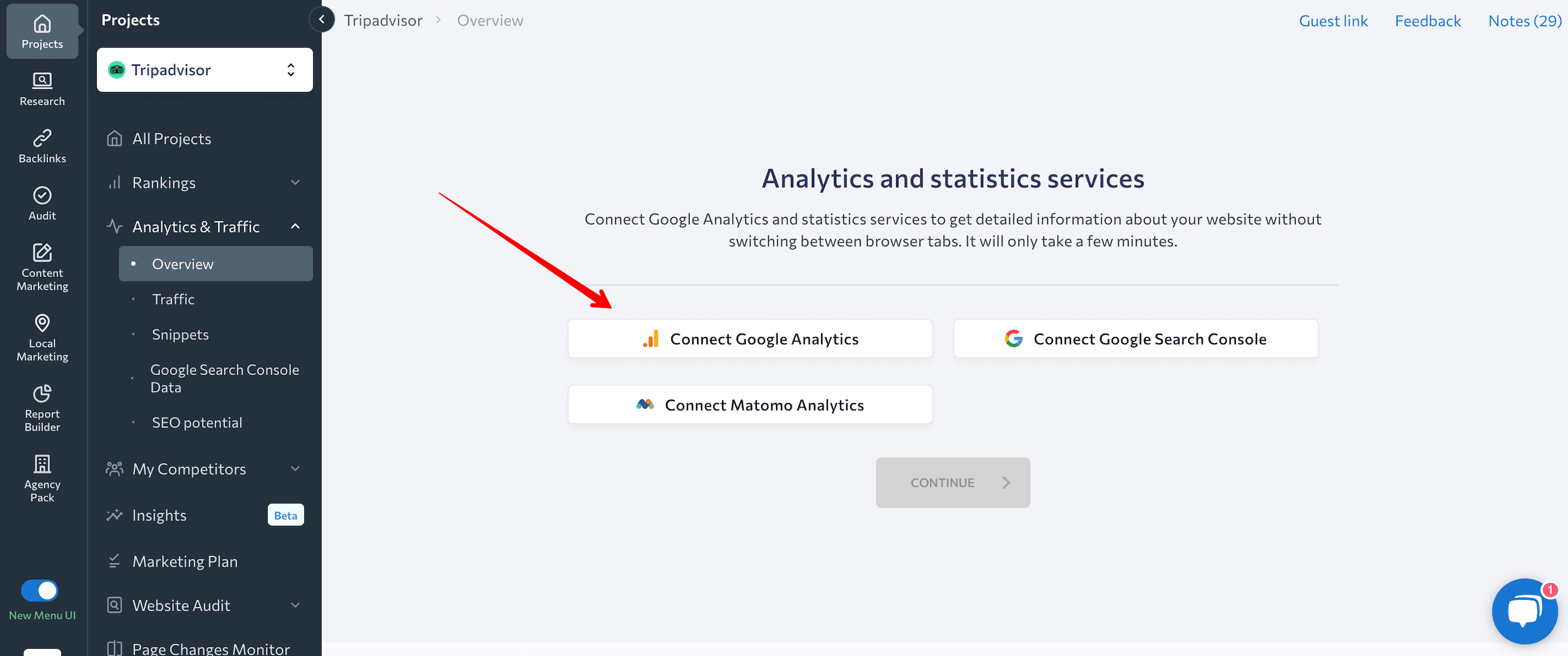How to connect Google Search Console to SE Ranking