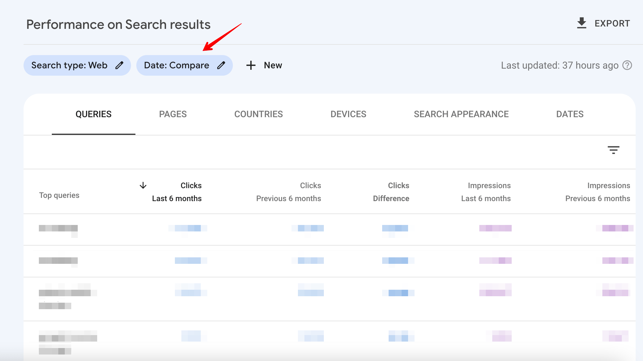 Comparing search results in Google Search Console