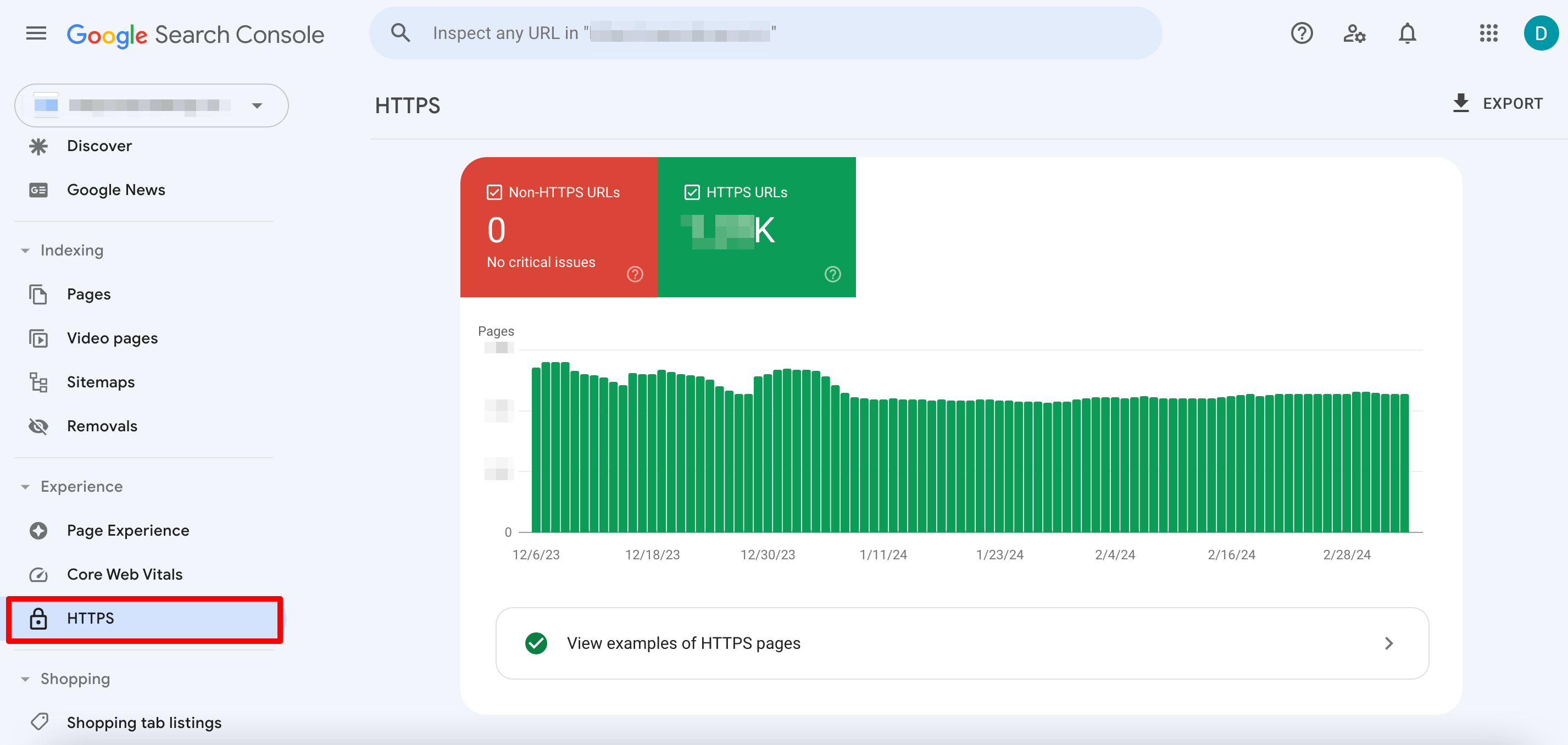 HTTPS section in GSC