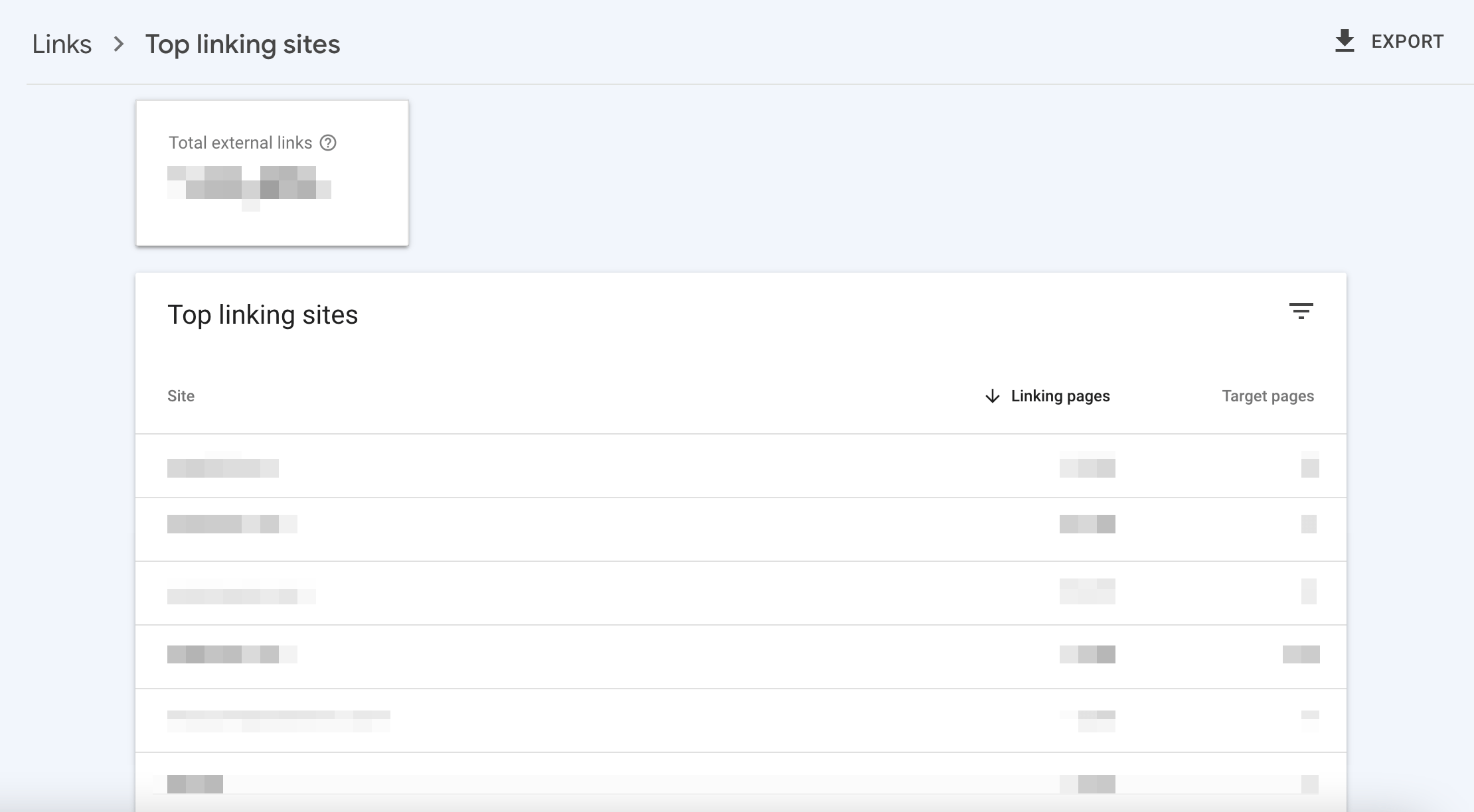 Top linking sites in GSC