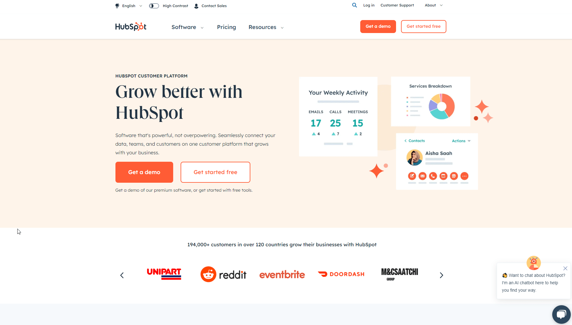 HubSpot main page
