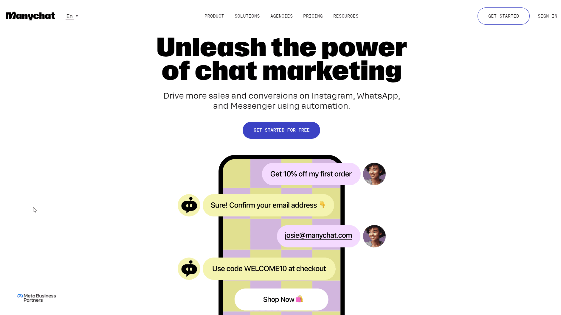 Manychat main page