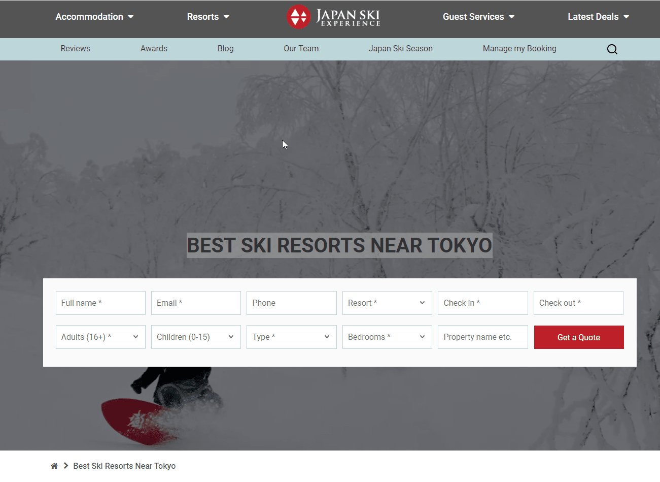 Ski resorts near Tokyo page