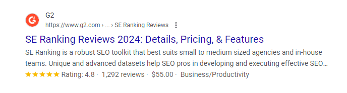 An example of review and rating rich snippet