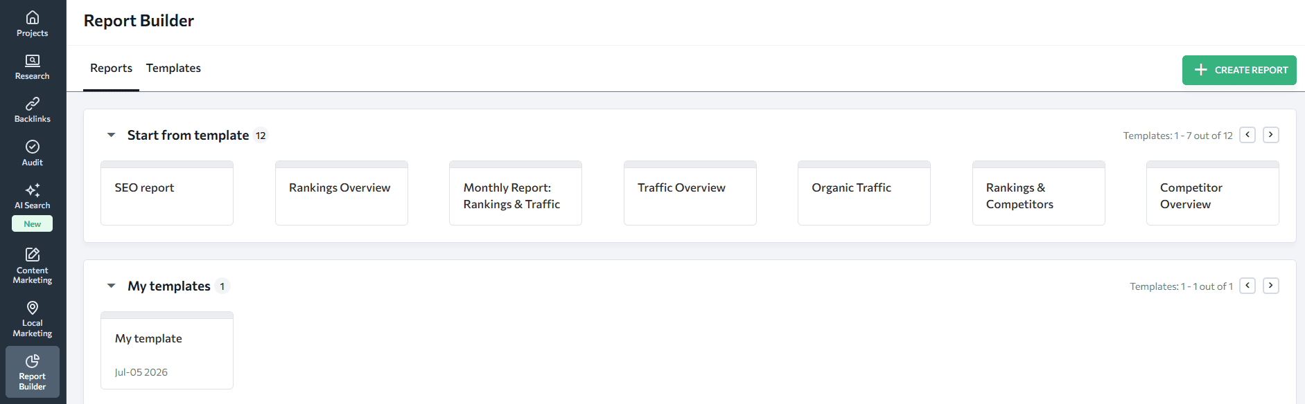 Ready-to-use report templates at SE Ranking SE Rankings ready-to-use report templates