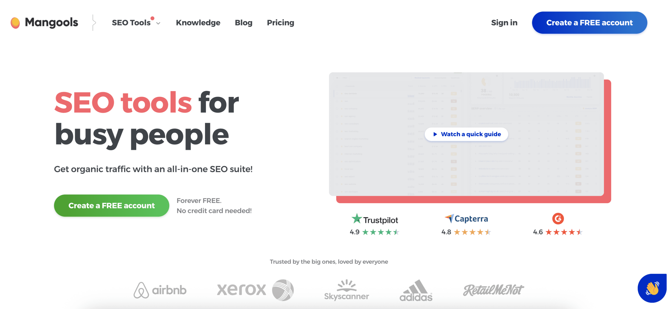 Mangools homepage