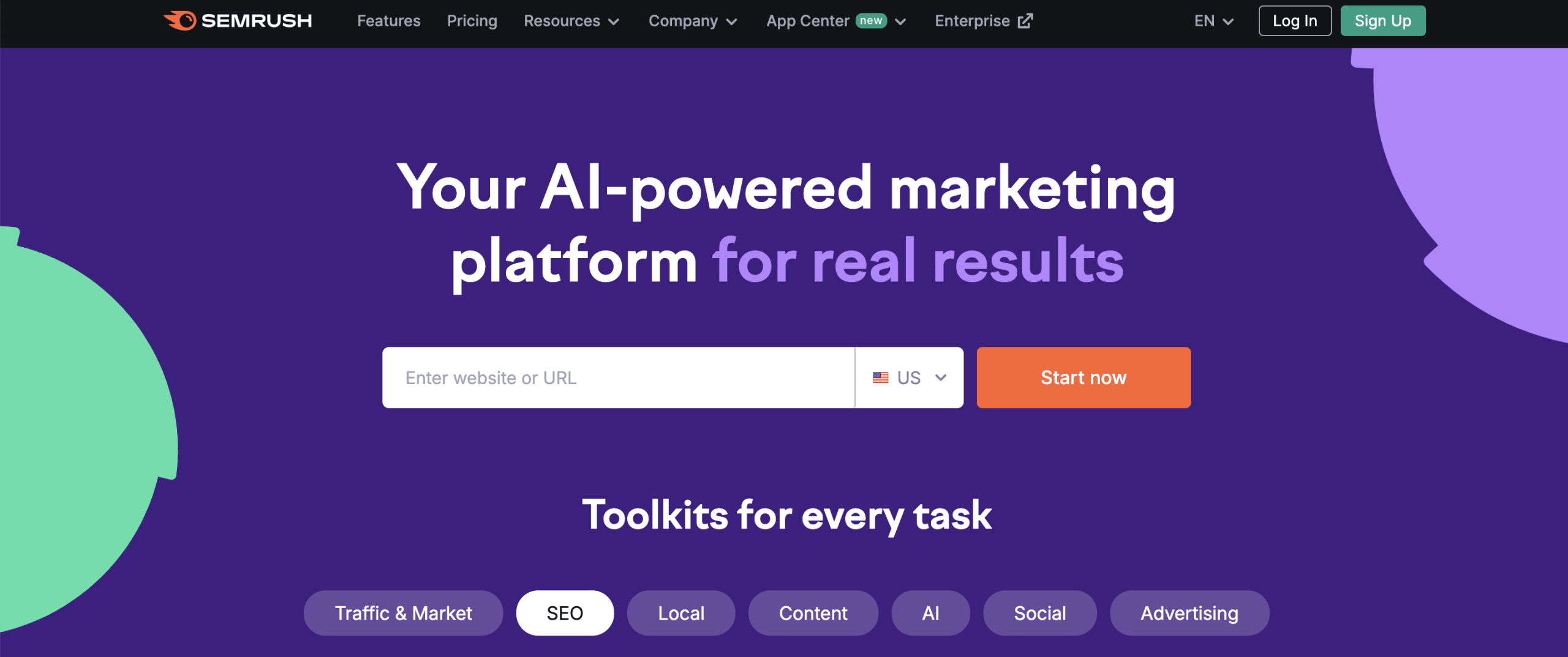 Semrush homepage