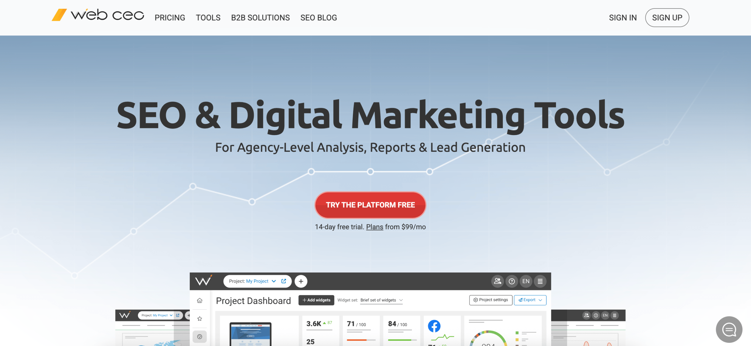 WebCEO homepage