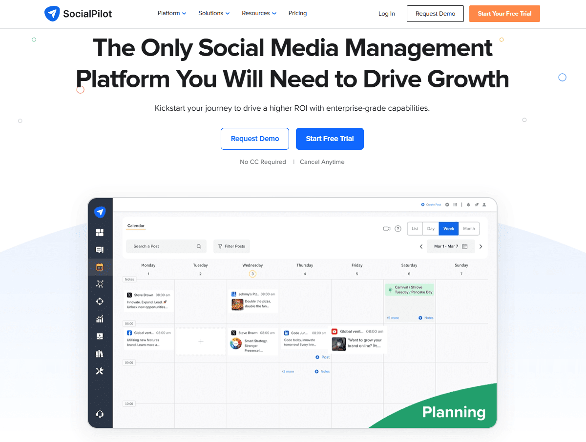SocialPilot main page