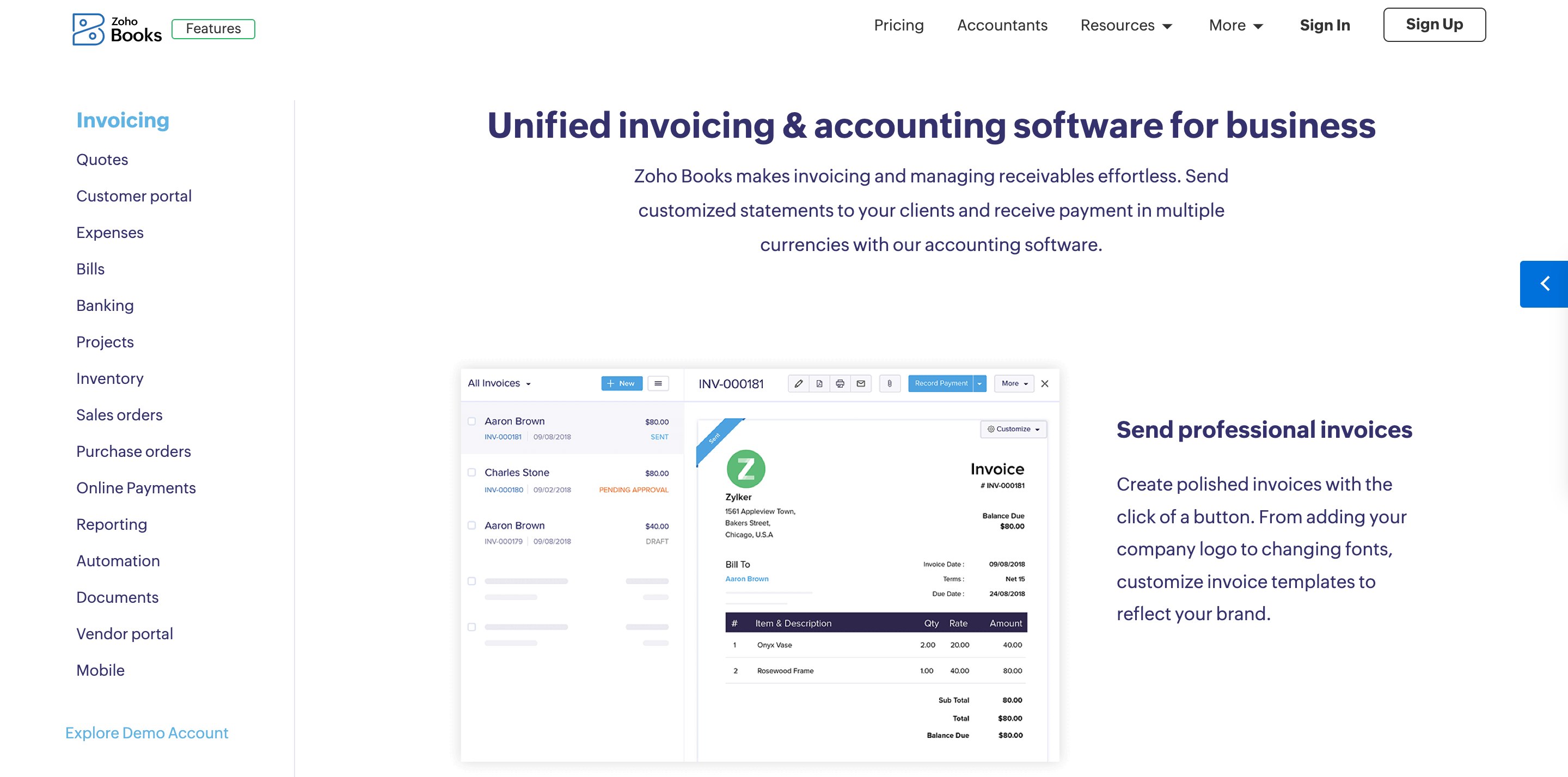 Zoho Invoice