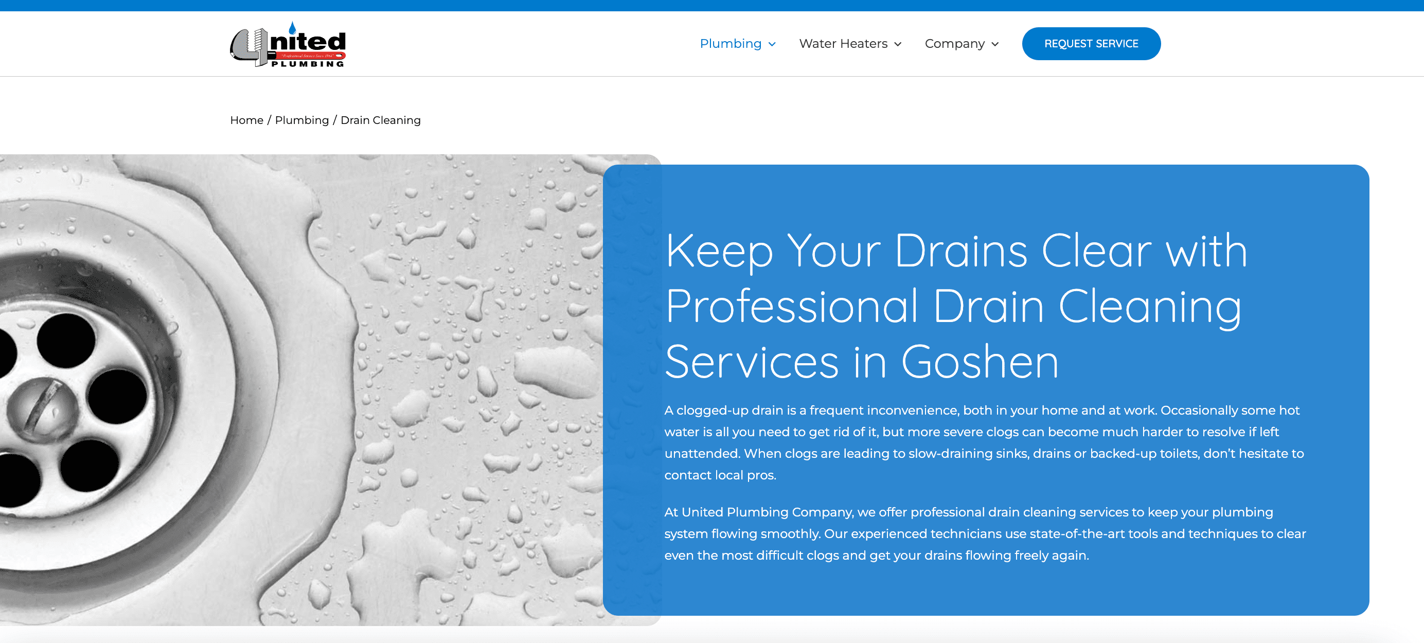 United plumbing landing page 