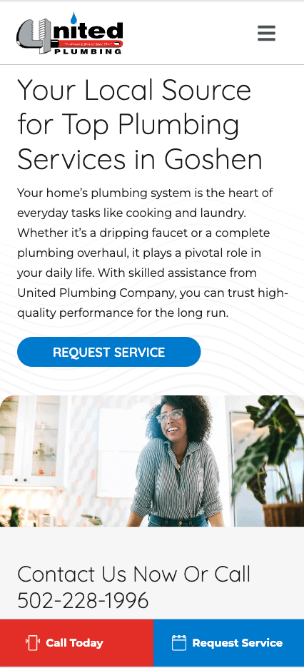 Mobile version of plumbing website