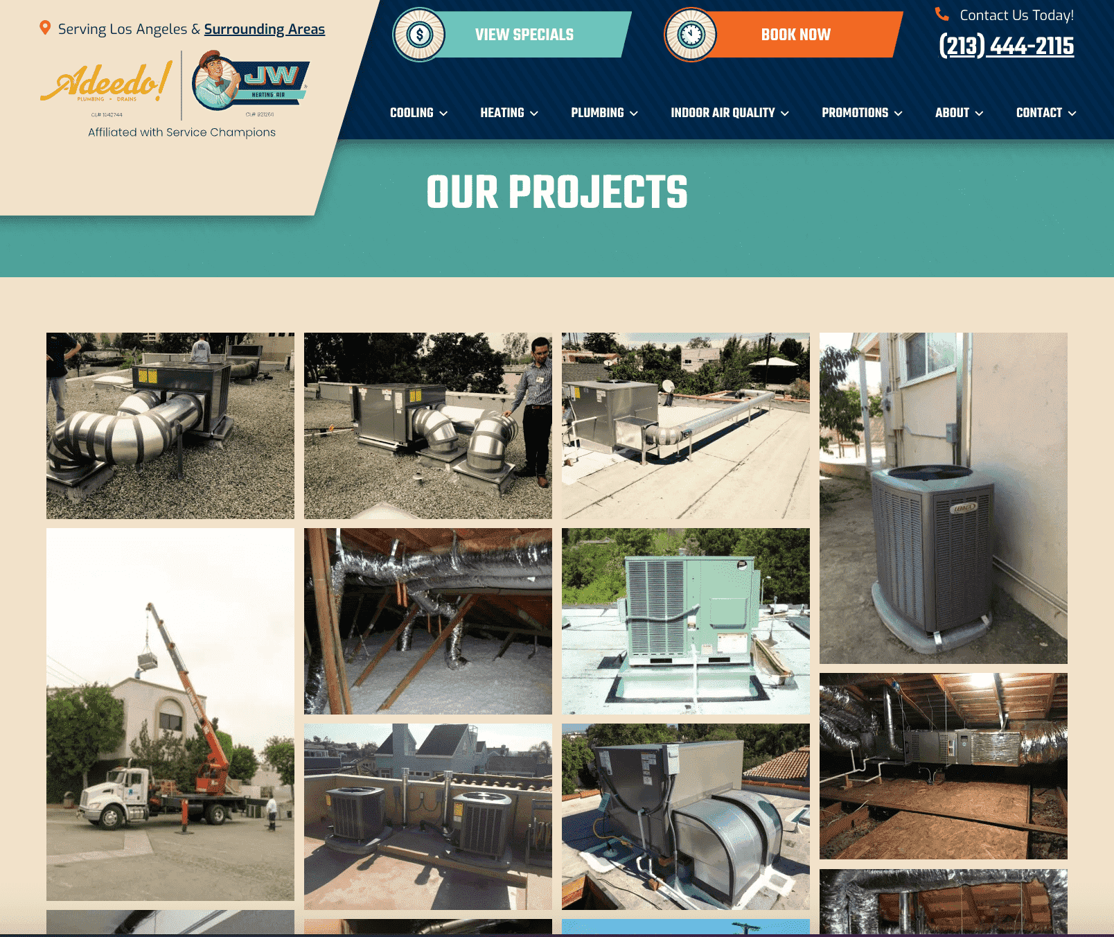 Our projects page on plumbing website