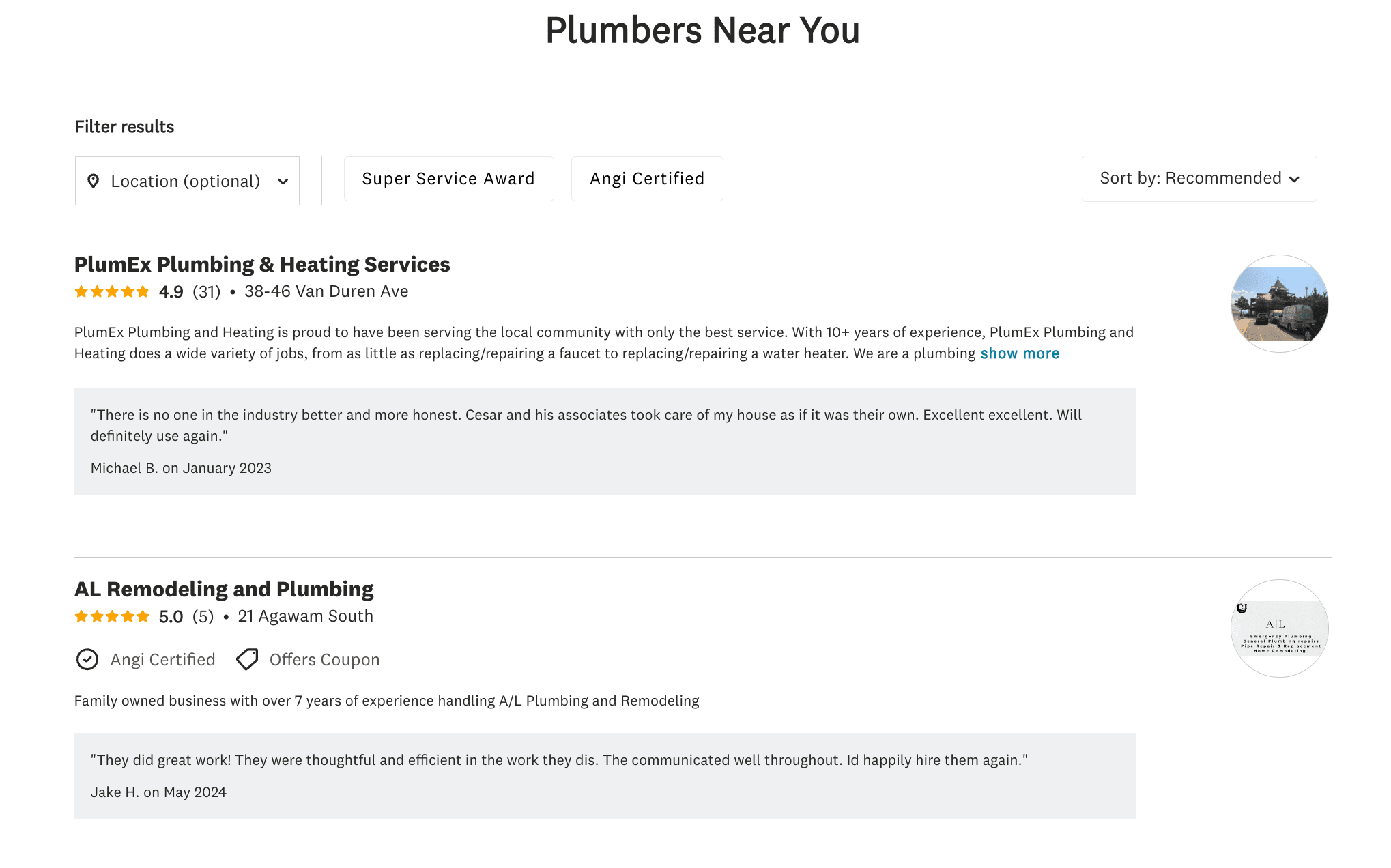 Reviews about plumbing companies 