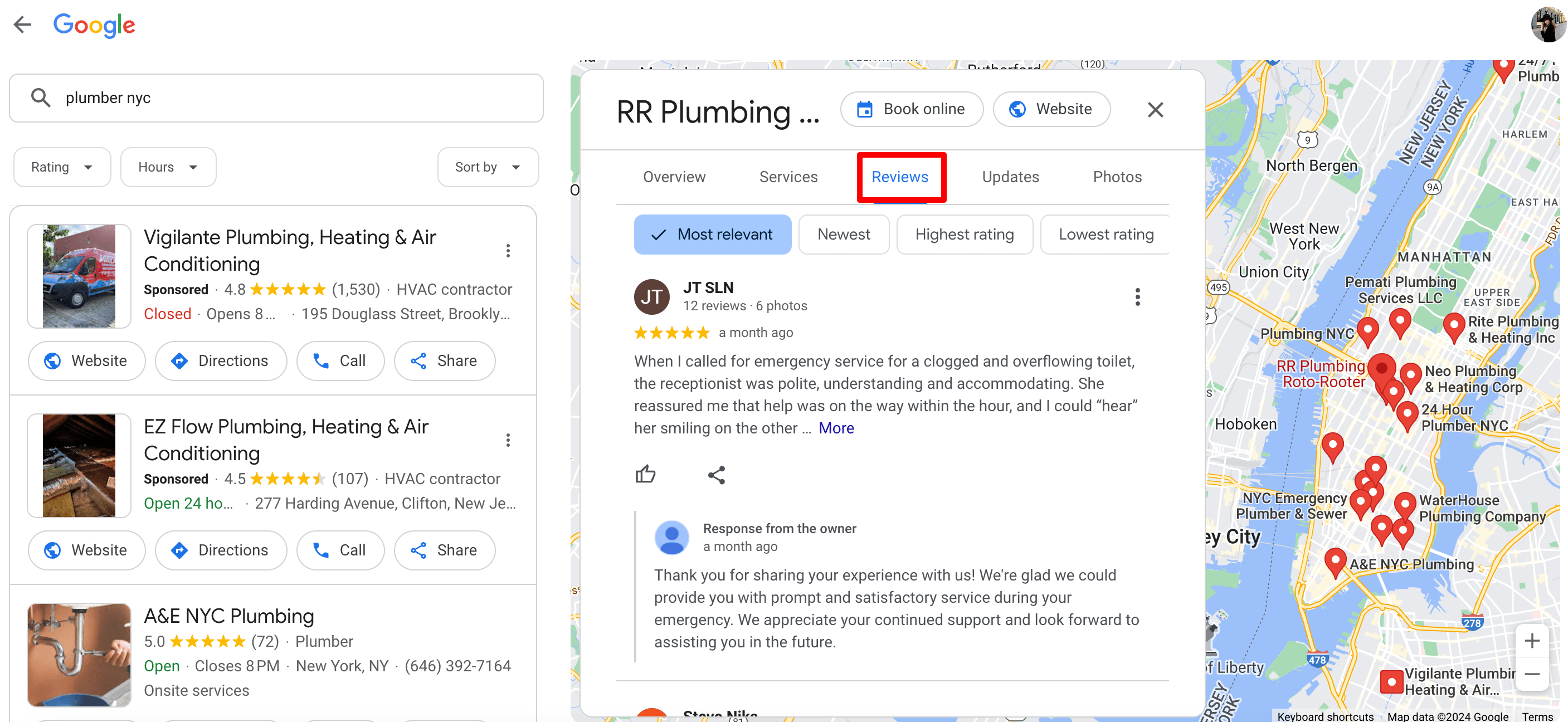 Reviews in Google