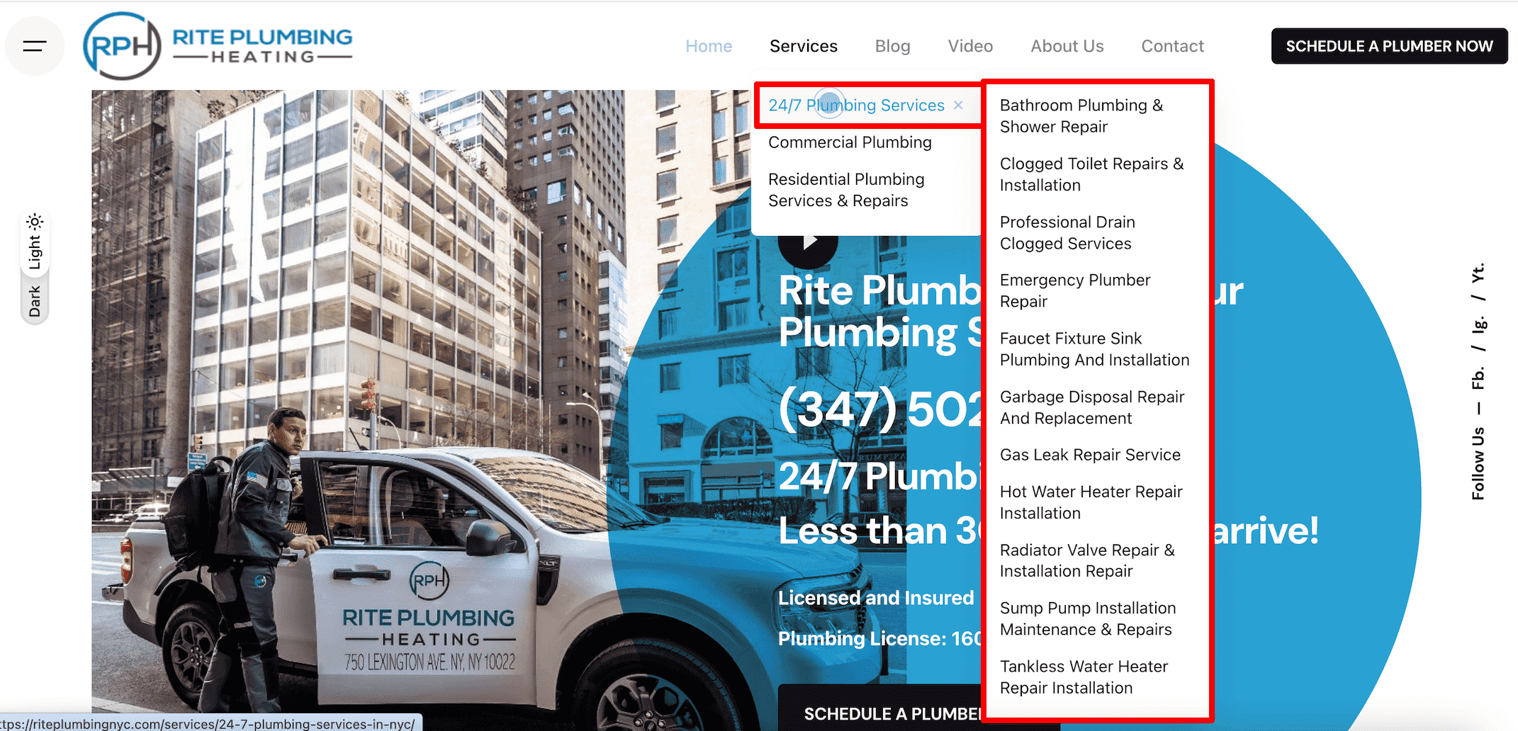 Rite Plumbing website structure