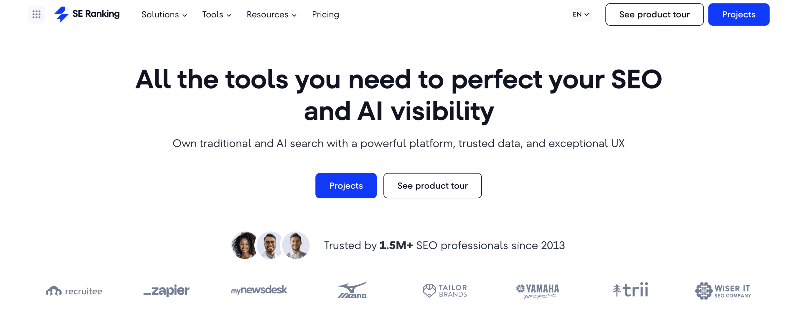 SE Ranking home page SE Ranking main page
