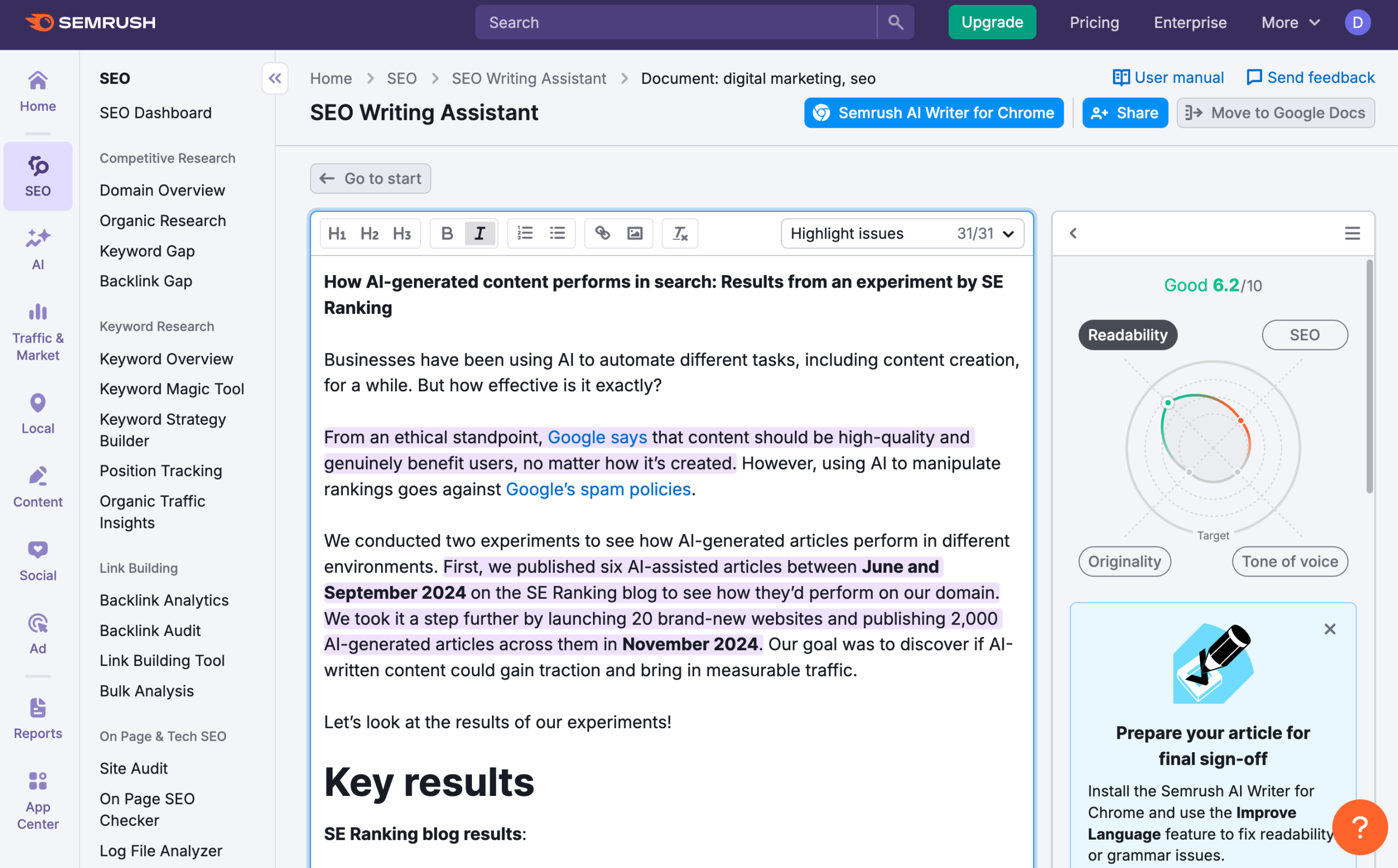 Semrush Writing Assistant