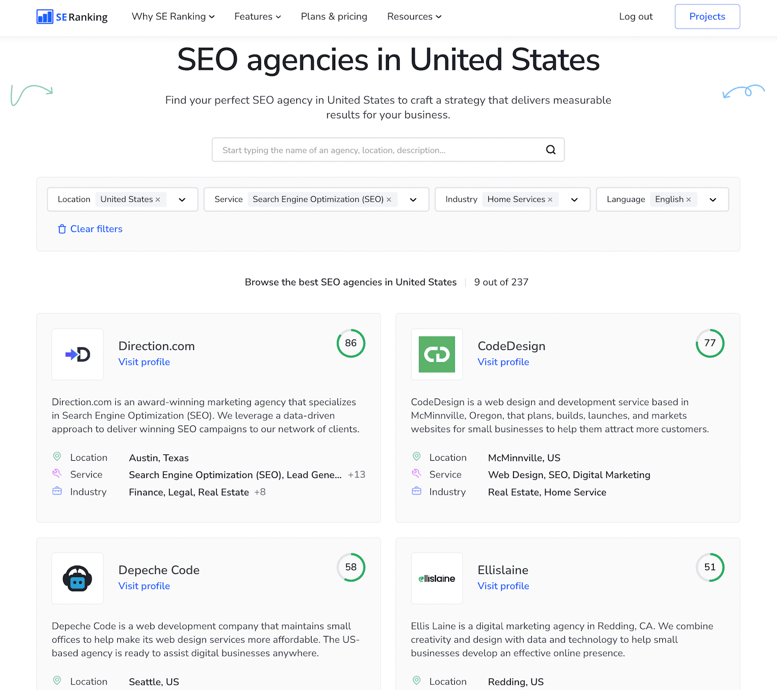 SE Ranking's Agency Catalog