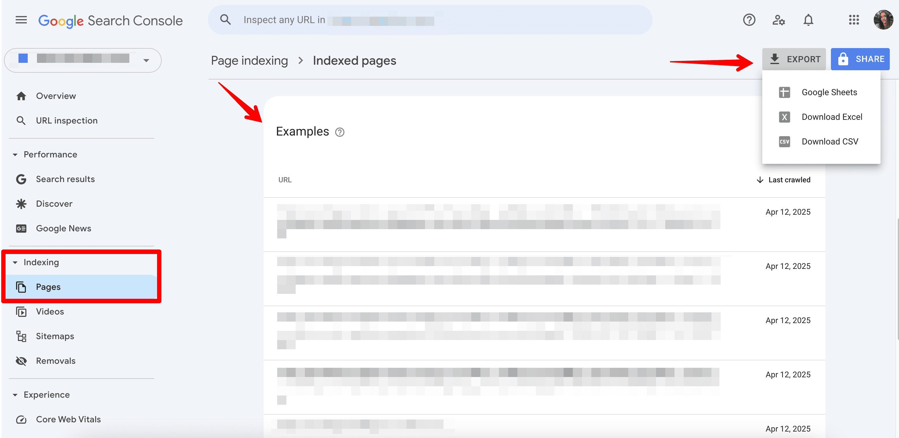Indexed pages in GSC